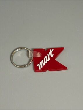 Vintage Kmart Red Acrylic K Logo Keychain 1990s Retail Store Promo, 1.5" Unused!